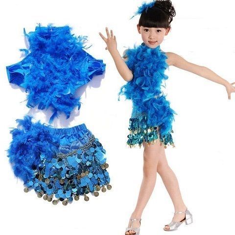 Trang phục trẻ em trẻ em quần áo khiêu vũ latin cô gái latin sequins lông vũ biểu diễn mặc đồng gong wilhelmy váy khiêu vũ