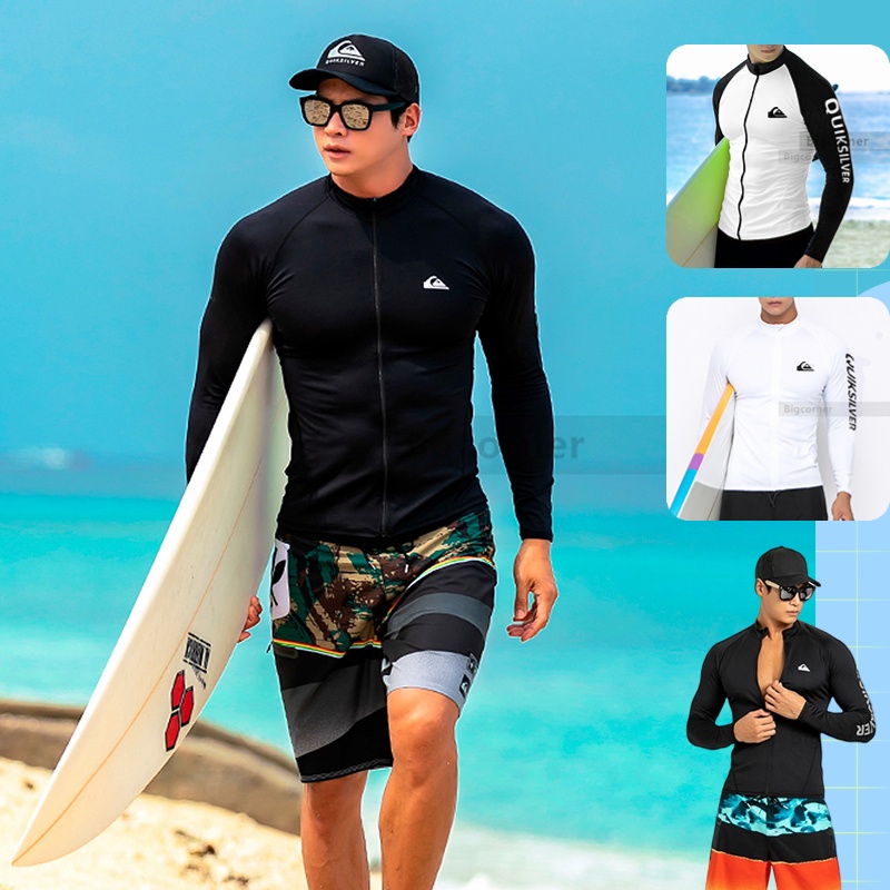 A7  đồ bơi nam dài tay rashguard 4-way stretch rash guard snug fit surf shirt zipper entry wetsuit
