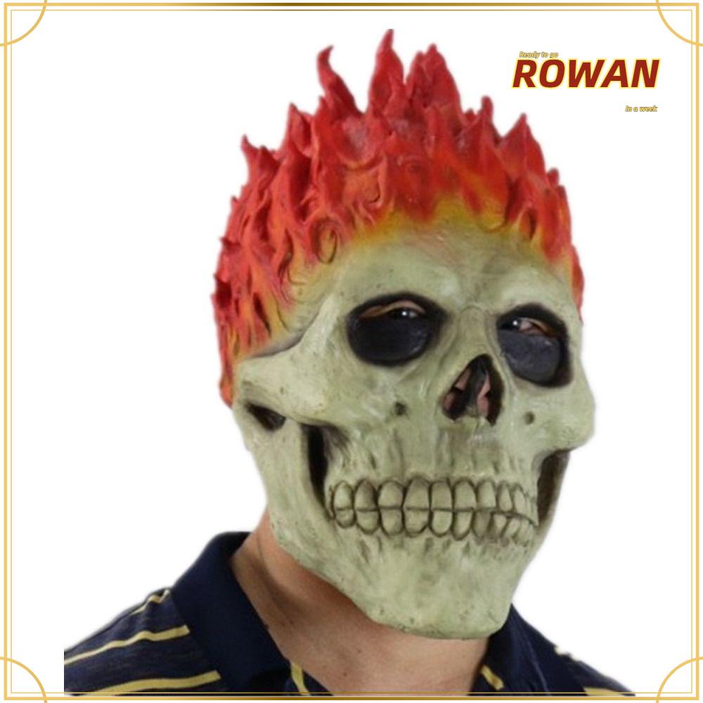 Rowans ghost face knight headgear, cosplay masquerade latex skull flame, party props flame evil knight halloween