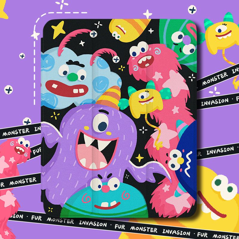 Thích hợp cho ipad 2021 pro11 creative little monster gen9/8/7 10,2in triple fold air4 / 5 10,9 air1 / 2 gen5 / gen6 9,7 có khe cắm bút gen 10 2022 mini 4 5 7,9 ip