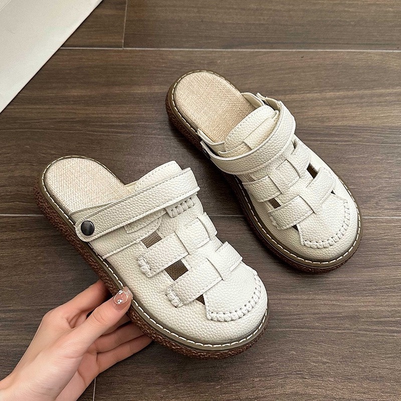 Dép sục nữ kiểu dọ mới đế nâu chất da đế êm đi 2 kiểu thoải mái JULYBAGS