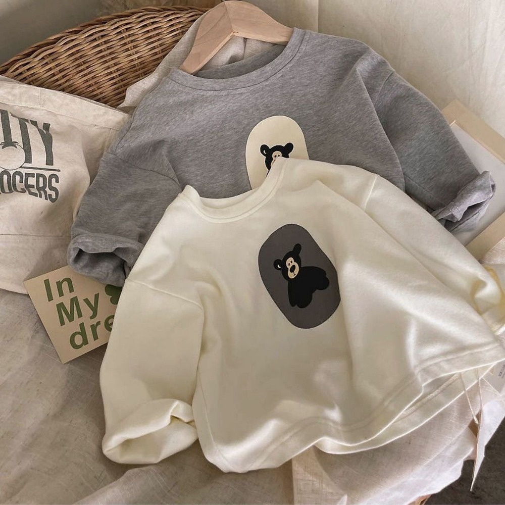Trẻ em mùa xuân và mùa thu phim hoạt hình mới cổ tròn dài-tay áo t-shirt nam và nữ giản dị áo sơ mi cotton trẻ em