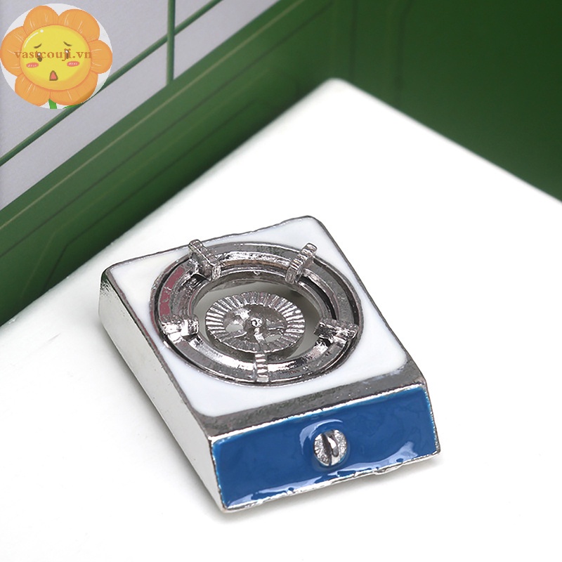 Vastji 1set 1:12 dollhouse miniature soup pot pan w / cover gas stove kitchen model decor toy doll house accessories vn