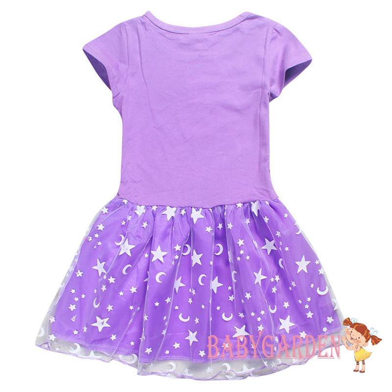 Đầm Công Chúa barbie Tay Ngắn Phối Lưới In Chữ Kèm Túi Đeo Chéo Dễ Thương Cho Bé Gái 3-12 Tuổi