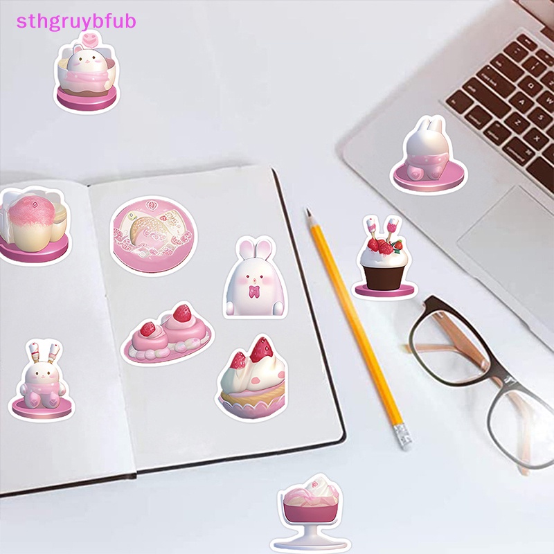 Sthb 49 cái dễ thương màu hồng pudding thỏ anime dán hành lý ván trượt kawaii diy cool graffiti girl gradient sticker kid toy vn