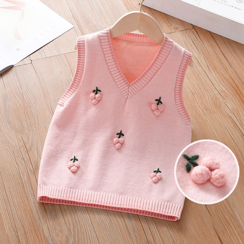 Trẻ em trẻ em quần áo mùa xuân mùa thu phong cách cô gái áo len trẻ em cô gái trung lớn trẻ em trẻ em áo vest thời trang cô gái dệt kim