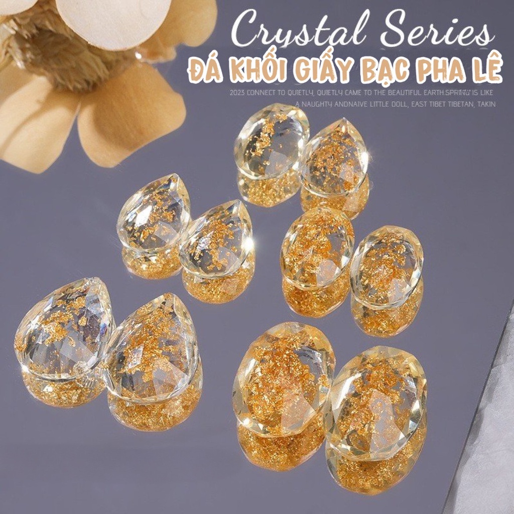 Đá Khối Giấy Bạc Pha Lê Nhiều Khía Siêu Sáng | Trang Trí Móng Tay