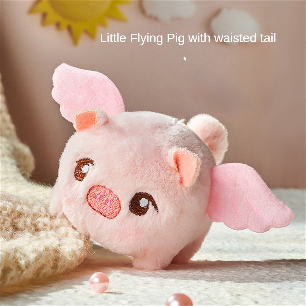 Lợn bay nhỏ dễ thương Kéo dây lắc đuôi Đồ chơi sang trọng Mặt dây chuyền Búp bê Puppy Cat -Rosser2