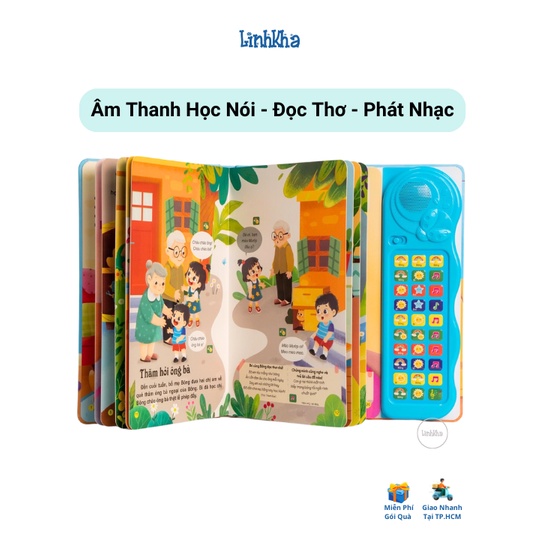 Sách Âm Thanh Bé Học Nói - Có Đọc Thơ Và Bài Hát - 30 nút - Đinh Tị