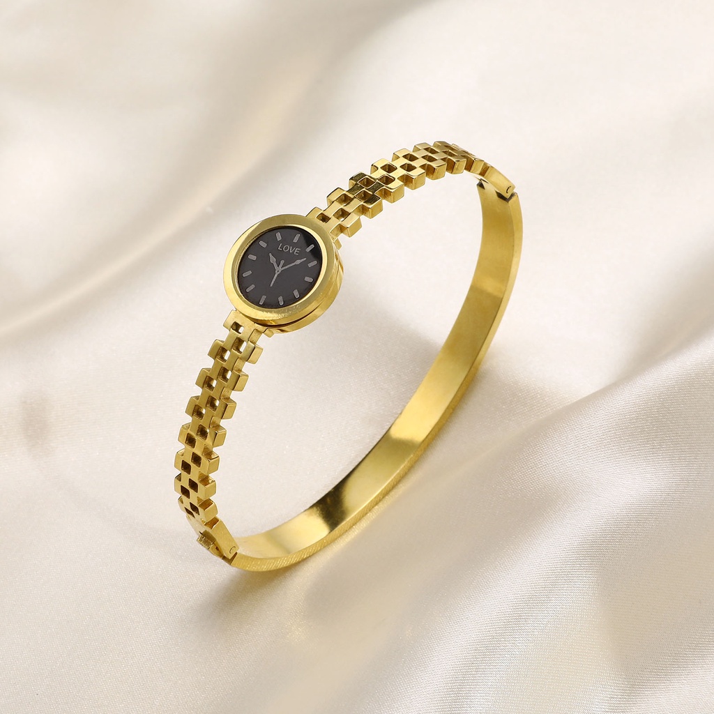 Vnox Vòng Tay Mạ Vàng 6MM Thanh Lịch Thời Trang Cho Nữ (Không Góc Điều Chỉnh)