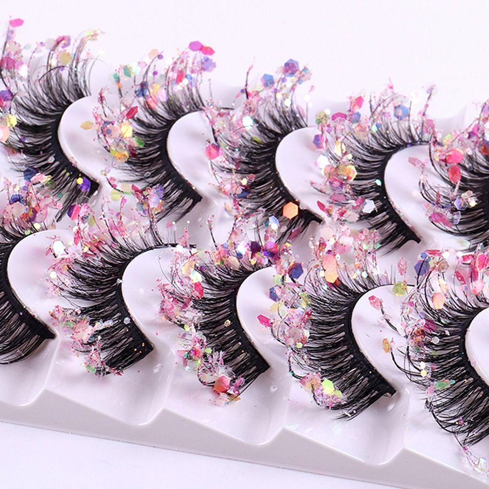 EBINLANDS Set 7 Cặp Lông Mi Giả 8D Lấp Lánh Cho Tiệc Halloween