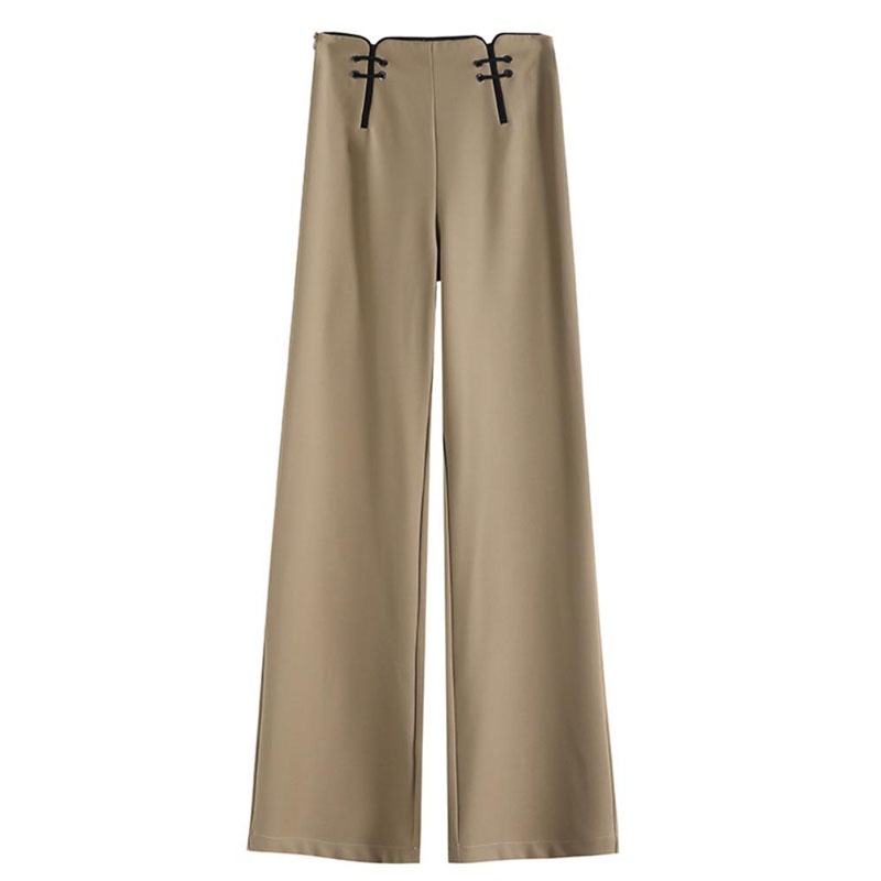 ZHELIHANGFEI Quần Dài Lưng Cao Ống Rộng Thiết Kế Mới Thời Trang Theo Phong Cách Trung Hoa