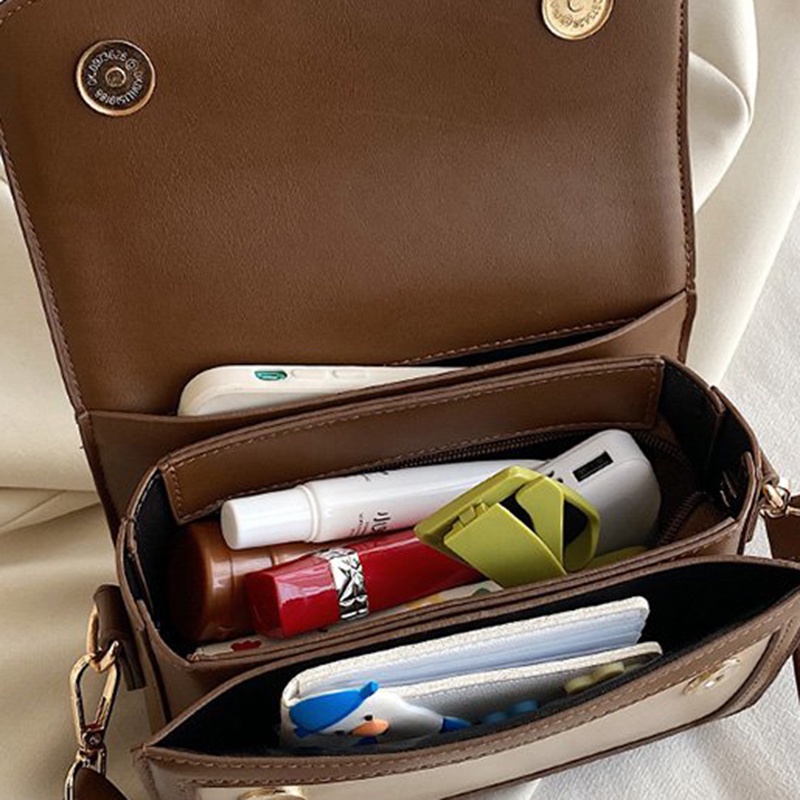 Túi Đeo Chéo Vai Hình Vuông Nhỏ Màu Sắc Tương Phản Hợp Thời Trang Cho Nữ