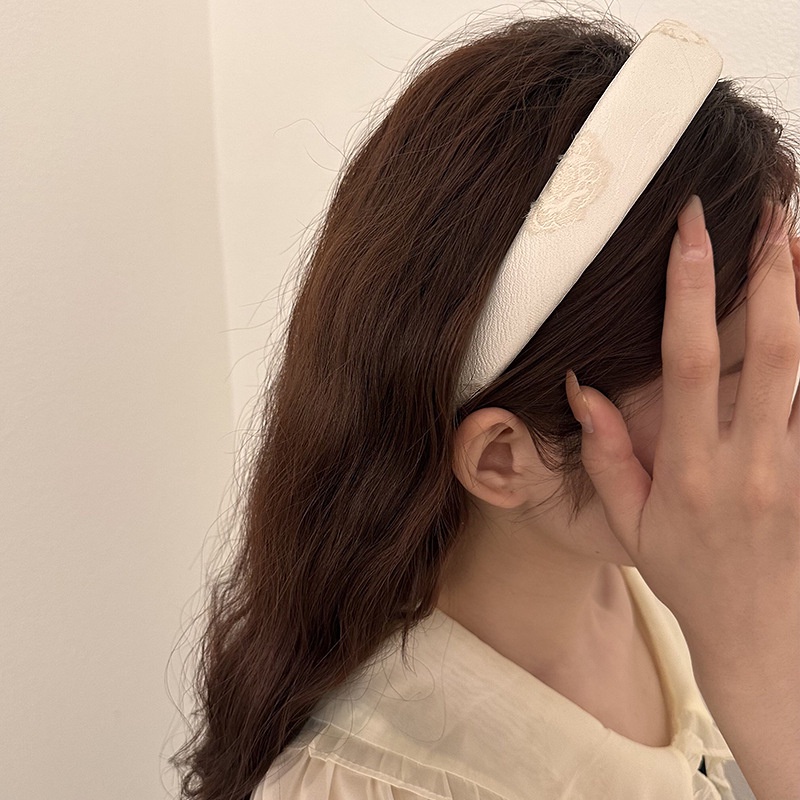 Băng Đô Cài Tóc Vải Jacquard Họa Tiết Hoa Phong Cách Hàn Quốc Cổ Điển Chất Lượng Cao