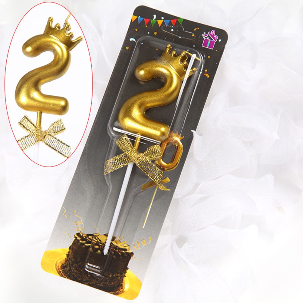 Nến Sinh Nhật Hình Số 0-9 Màu Sắc Vàng Kim Không Khói