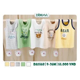 Áo ba lỗ bé trai cao cáp cotton dokma size 9m-36m