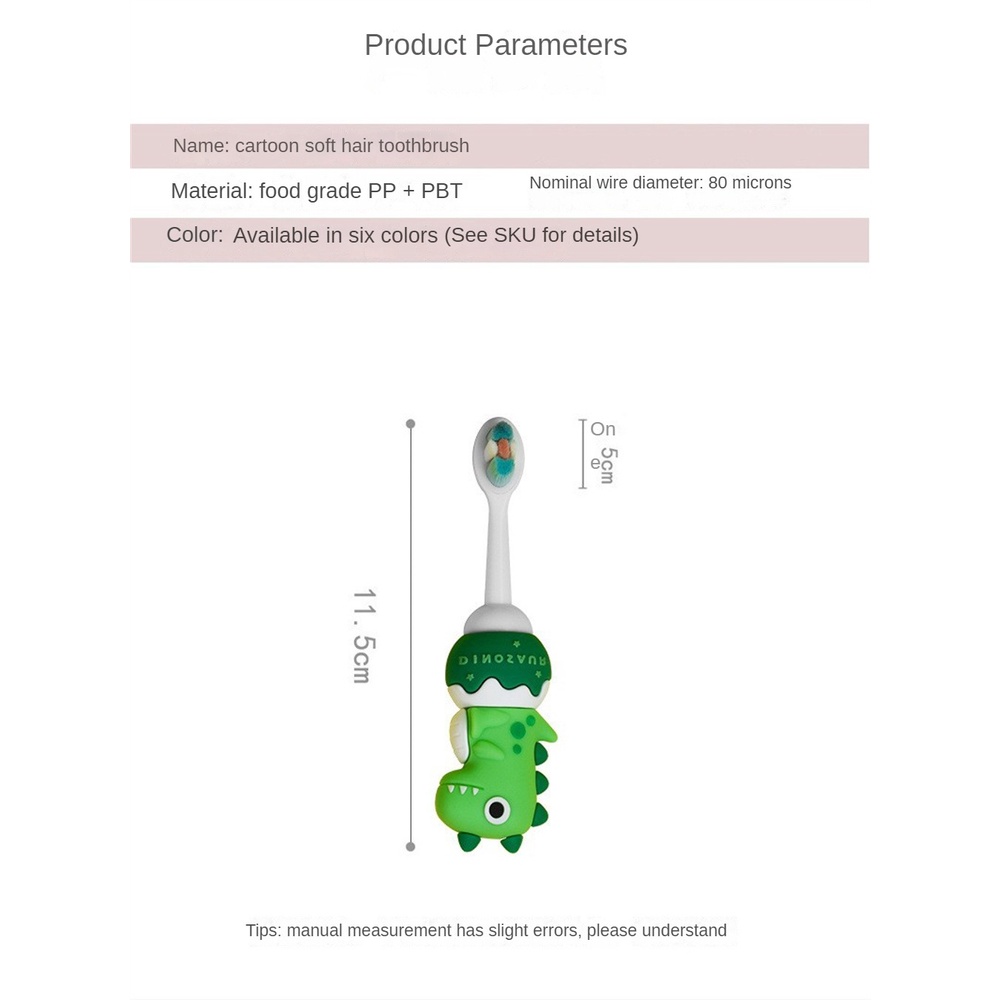 Bàn Chải Đánh Răng Lông Mềm Hình Khủng Long Hoạt Hình Đáng Yêu Cho Bé