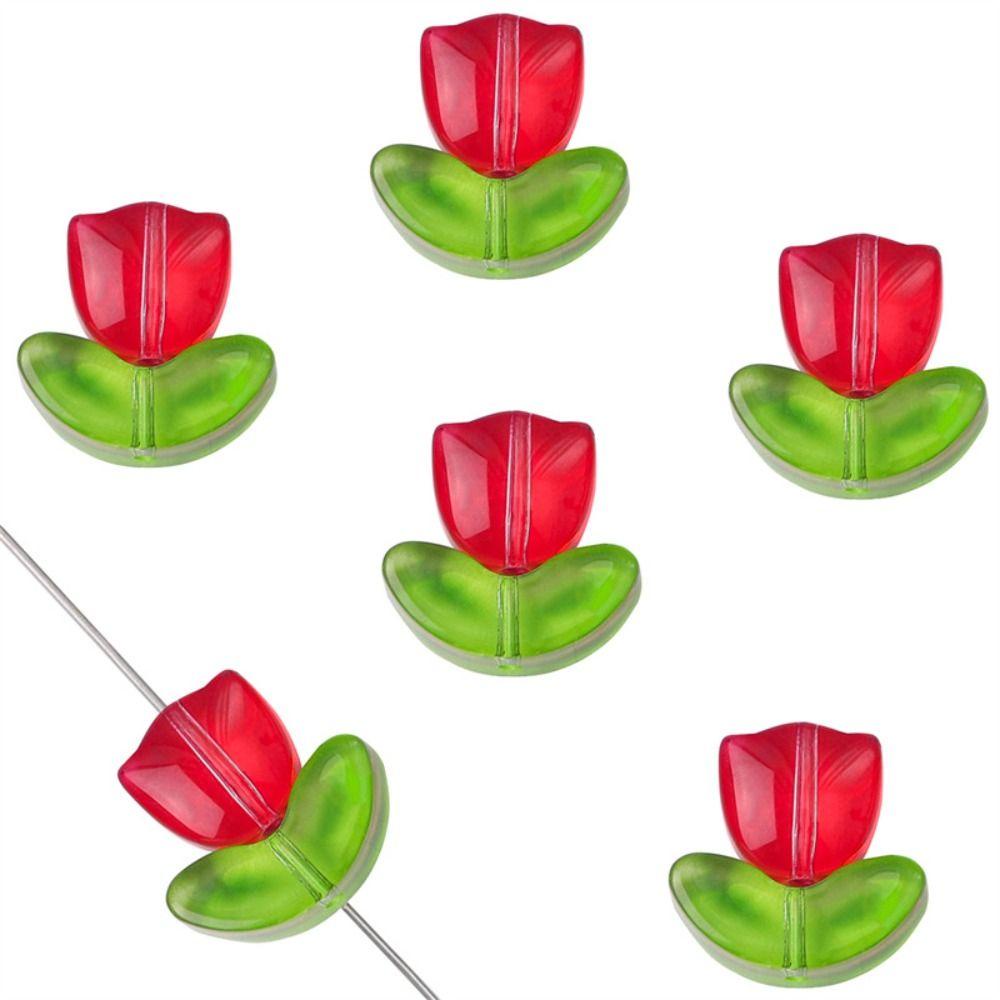 QQMALL Bộ Hạt Thủy Tinh Hình Hoa Tulip Dùng Làm Trang Sức Thủ Công DIY