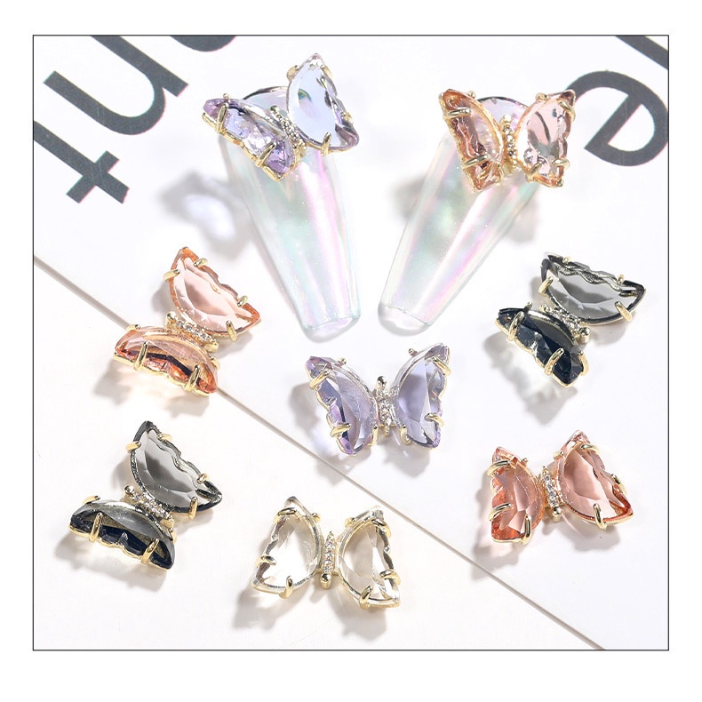 Phụ Kiện Đính Trang Trí Móng Tay Hình Bướm Đính Đá Zircon Phong Cách Nhật Bản
