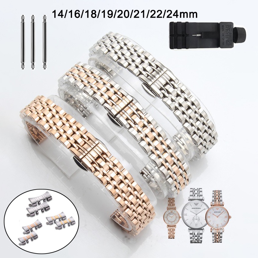 Dây Đồng Hồ Thay Thế Bằng Thép Không Gỉ Trơn 14 / 16 / 18 / 19 / 20 / 21 / 22 / 24mm
