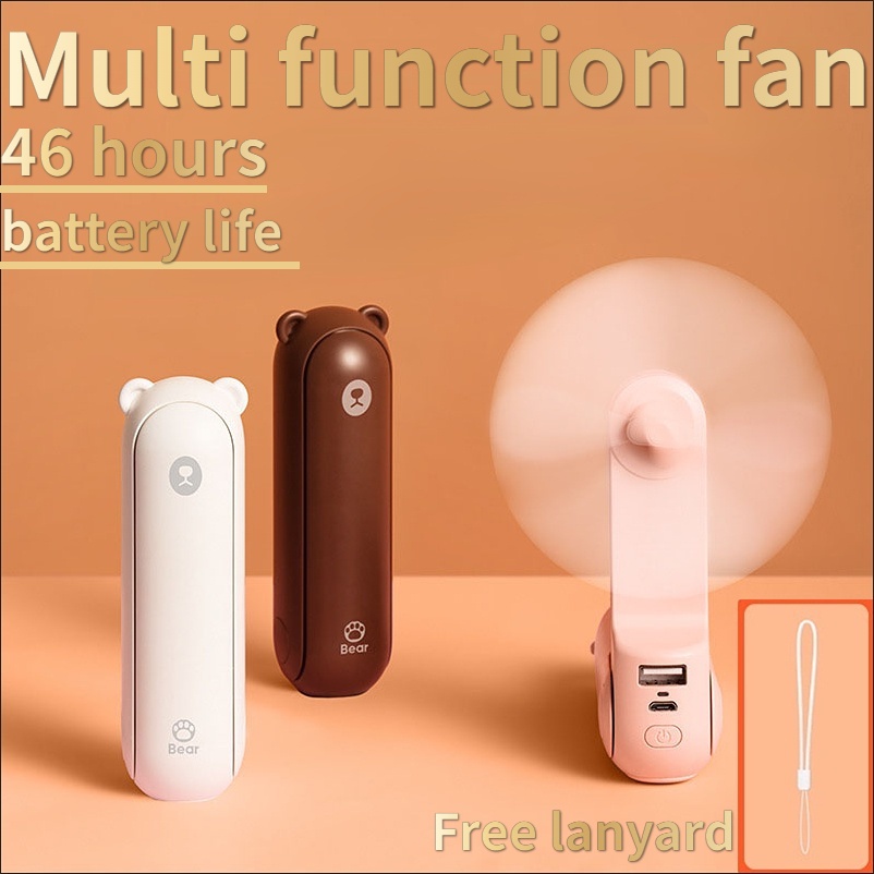 Quạt cầm tay mini đầu USB đa năng Tích hợp Power Bank 2400mAh - USB đa năng có thể sạc điện thoại di động