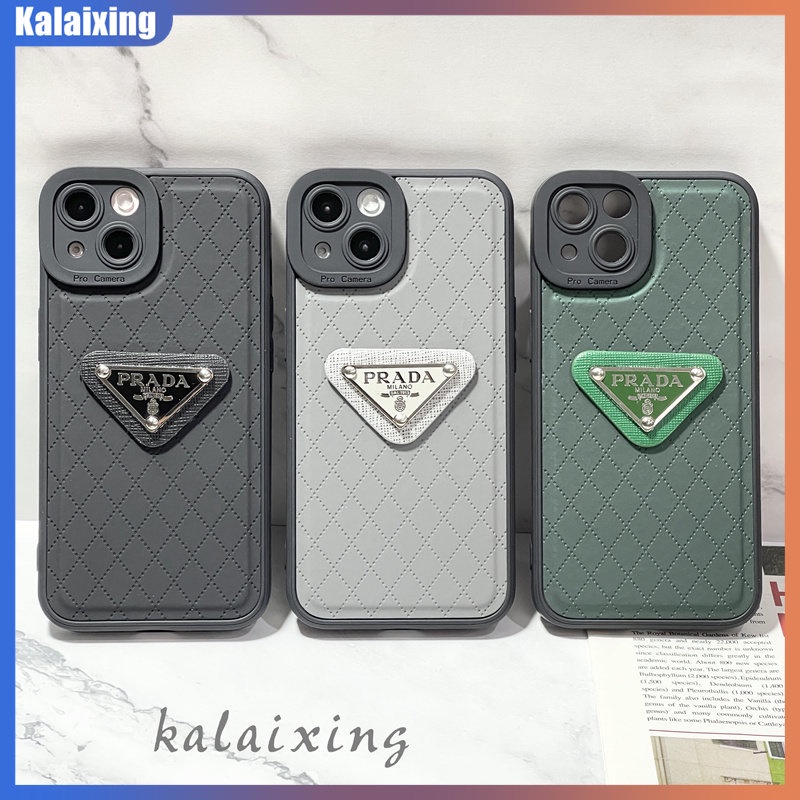 Ốp Điện Thoại Da Mềm Họa Tiết Logo Prada 3D Cho iPhone 14 Pro Max 13 11 Pro Max Xs Max Xr X Xs 7 8Plus
