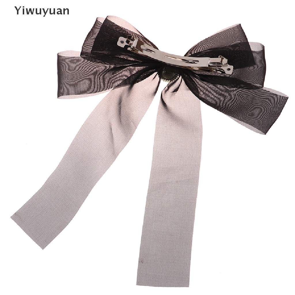 < Yiwuyuan > Kẹp Tóc Hình Nơ Ruy Băng Màu Trơn Thanh Lịch Cho Nữ Giảm Giá