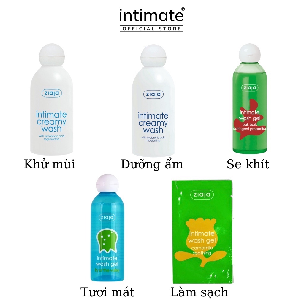 Dung Dịch Vệ Sinh Phụ Nữ Intimate ZIAJA Xuất Xứ Ba Lan Giúp Dưỡng Ẩm, Khử Mùi, Se Khít Dung Tích 200ml