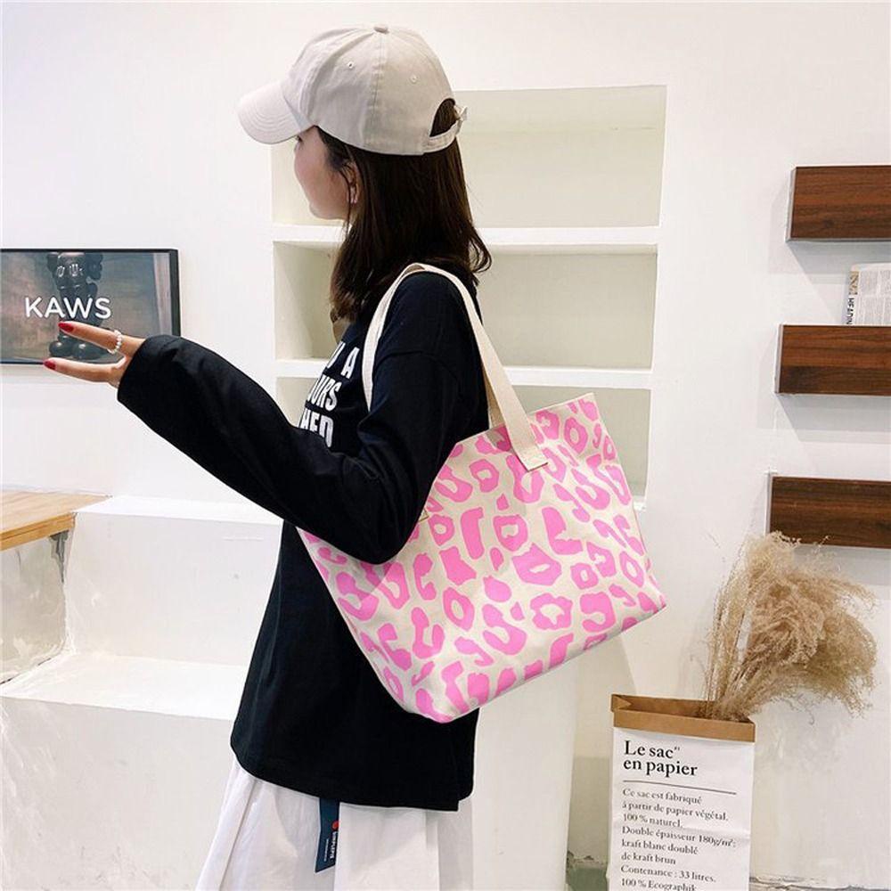 Needway Túi Xách Đeo Vai Bằng Vải Canvas Nhỏ Gọn Họa Tiết Da Báo Đựng Hộp Cơm Trưa Văn Phòng / Thanh Thiếu Niên