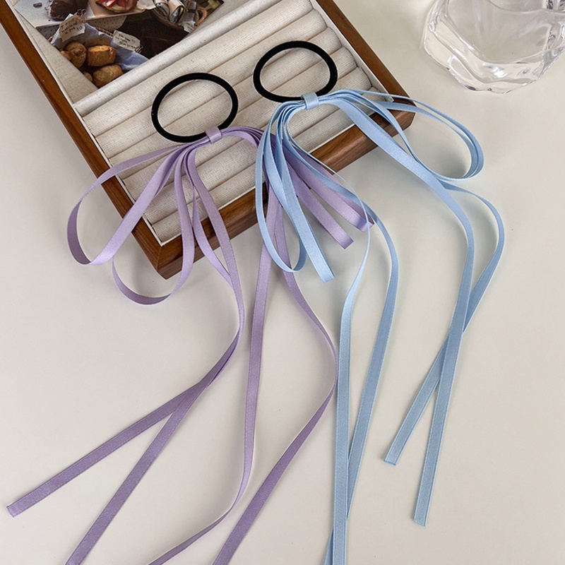 Dây Buộc Tóc Thắt Nơ Ruy Băng Dài Co Giãn Nhiều Màu Kiểu Pháp