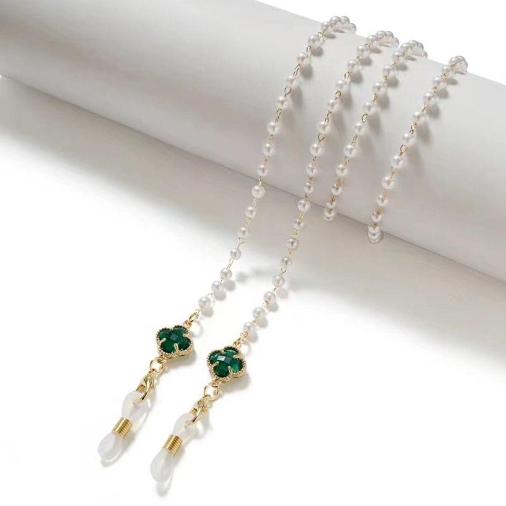 Dây Đeo Mắt Kính Bằng Kim Loại Chống Trượt Hình Cỏ Bốn Lá WMES15H|Dây Đeo Khẩu Trang Màu Sắc Xinh Xắn Tiện Dụng|Dây Chuỗi Hạt Đeo Mắt Kính Dạng Chuỗi Hạt Thời Trang