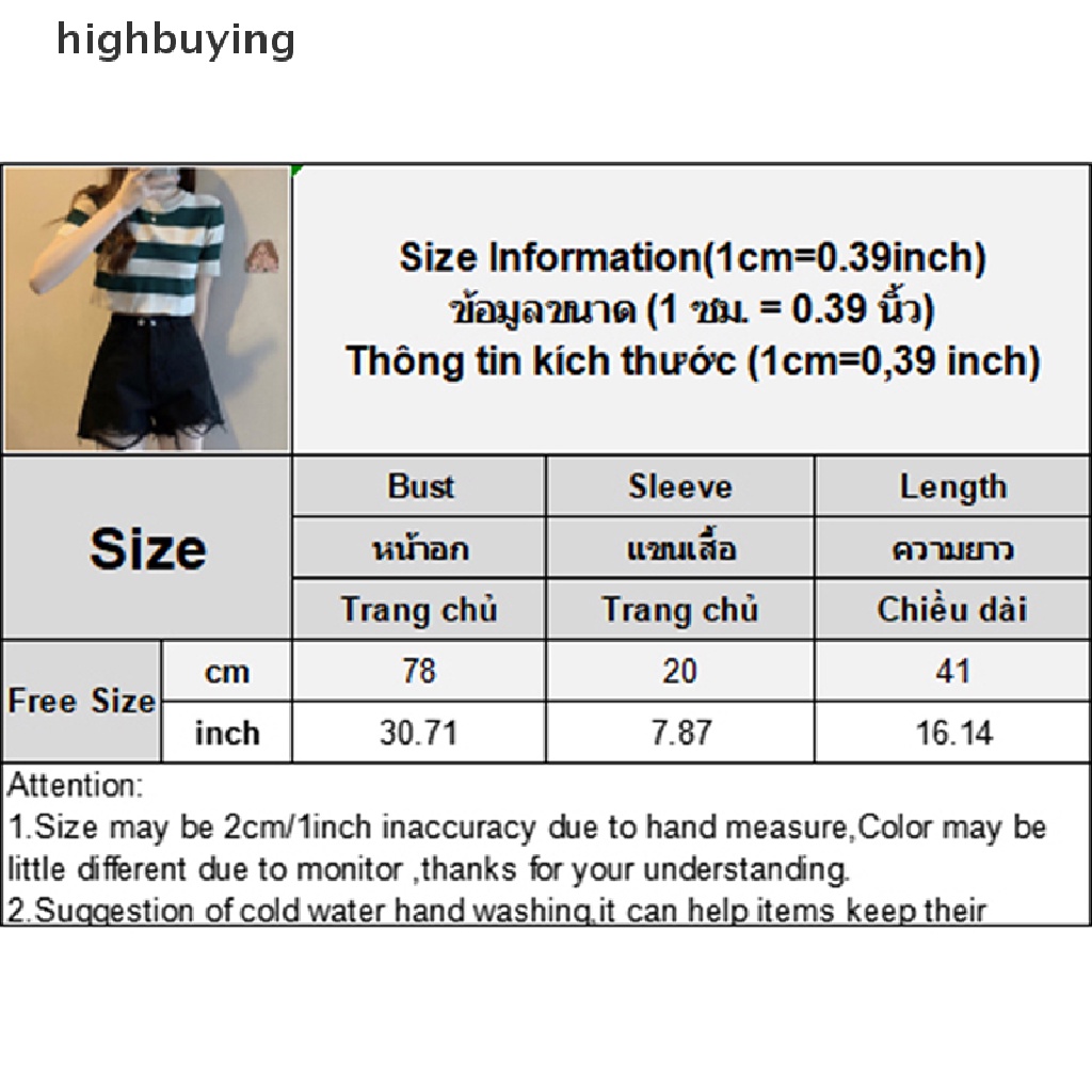 Áo Thun Croptop Dệt Kim Ngắn Tay Cổ Tròn Họa Tiết Kẻ Sọc Phong Cách Vintage