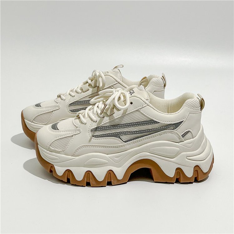 Giày Thể Thao Mũi Tròn Cột Dây Thoáng Khí Trọng Lượng Nhẹ Thoải Mái Phong Cách Ulzzang Mới