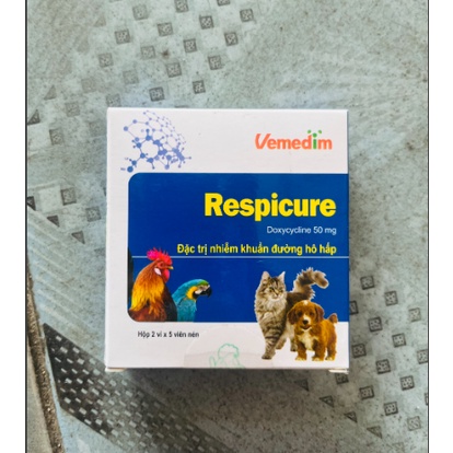 Respicure viên uống cho đường hô hấp trên mũi họng chó mèo, thú cưng,chim gà