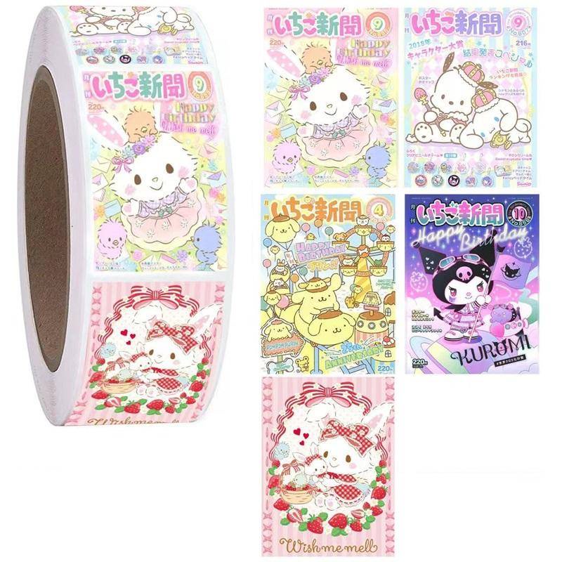 SANRIO Cuộn 500 Sticker Hoạt Hình My Melody Cinnamoroll Kuromi Dán Trang Trí Laptop