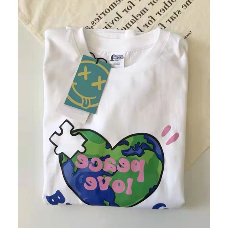 Áo Thun 100% Cotton Tay Ngắn Dáng Rộng Thời Trang Mùa Hè Phong Cách Hàn Quốc