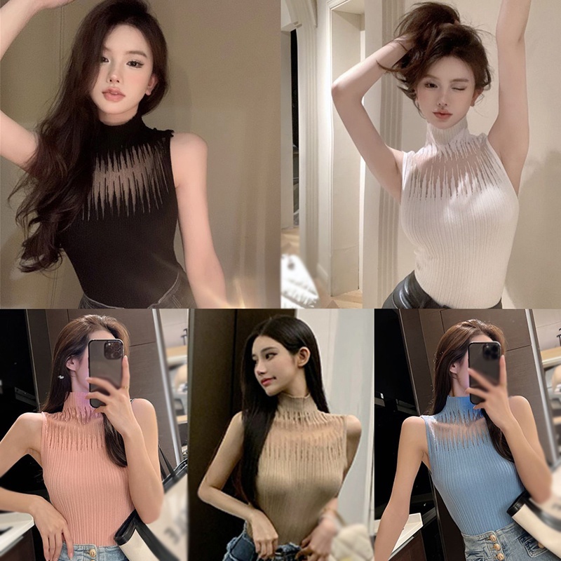 Áo Tank Top Dệt Kim Sát Nách Màu Sắc Thanh Lịch Dành Cho Nữ