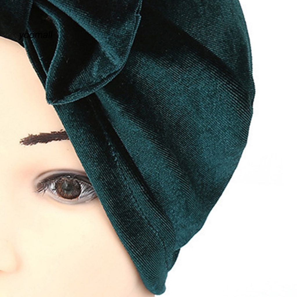 Mũ Trùm Đầu Vải Nhung Co Giãn Màu Trơn Thắt Nơ Có Thể Tháo Rời