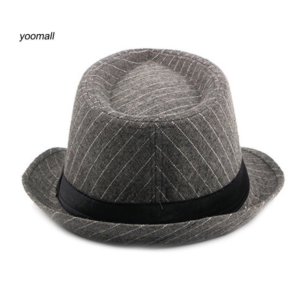 Mũ Fedora Rộng Vành Họa Tiết Kẻ Sọc Thời Trang Thu Đông Cổ Điển