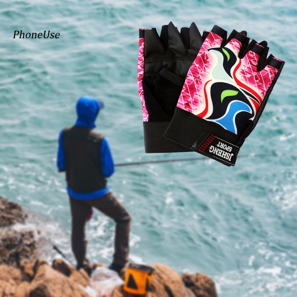 1 Đôi Găng Tay Da PU Hở Ngón Độ Co Giãn Cao Chống Trượt Có Thể Điều Chỉnh Hỗ Trợ Câu Cá / Leo Núi / Săn