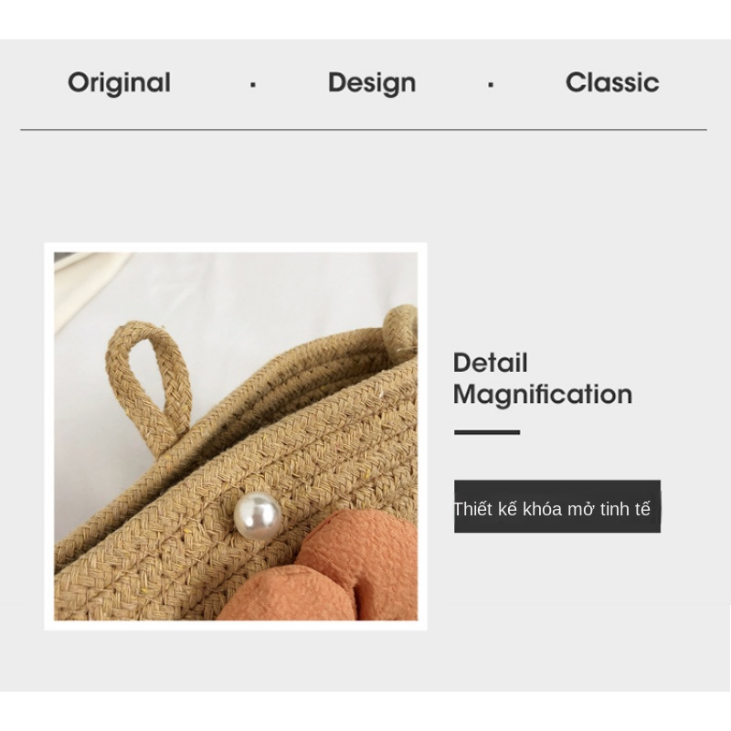 Túi Đeo Chéo Đan Lát Đính Hoa Thời Trang Mới Cho Nữ