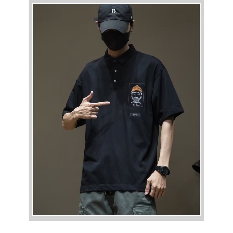 Áo Thun polo Tay Ngắn In Chữ Phong Cách Thời Trang Nhật Bản Cho Nam Giới Có Size M-2XL