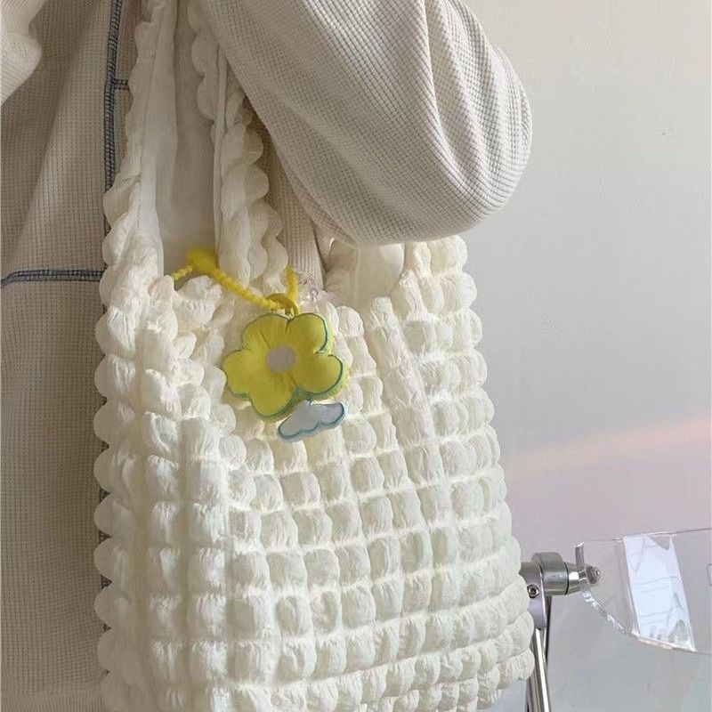 Túi Xách Đeo Vai Vải Canvas Xếp Ly Thiết Kế Dễ Thương Cho Nữ Sinh