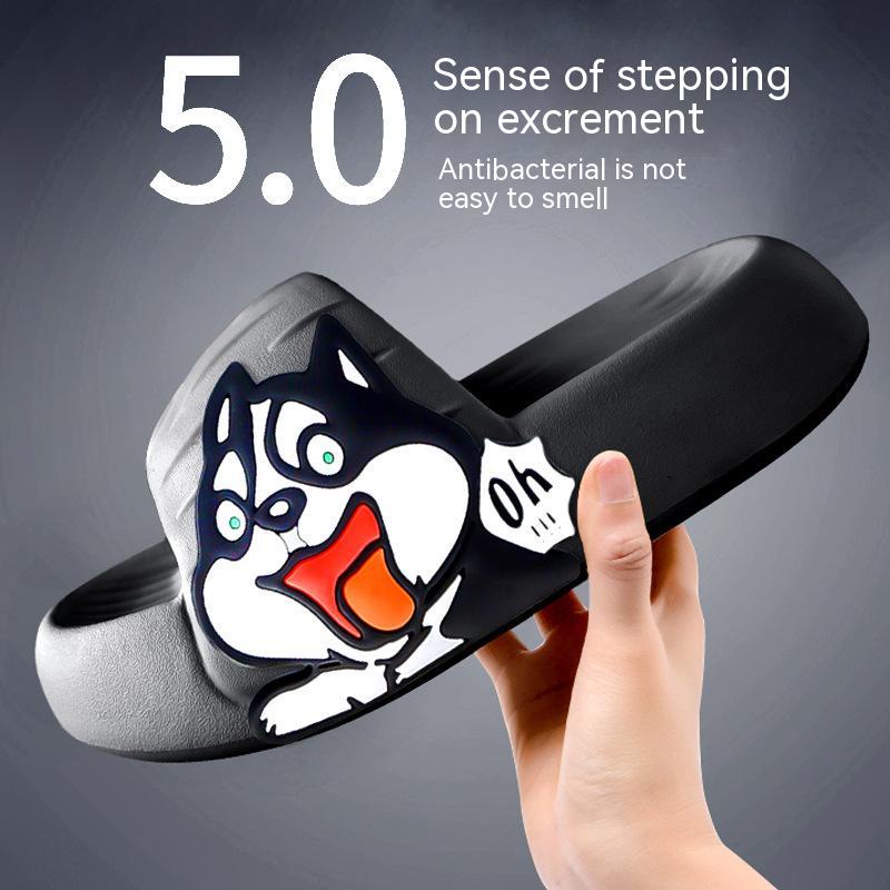 Dép Đi Trong Nhà Đế Dày Mềm Mại In Hình Chú Chó Husky Dễ Thương Cho Nam Và Nữ