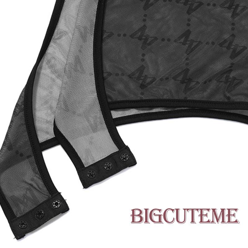 Bộ Áo Liền Quần Cổ Chữ V Không Tay Phối Lưới Kẻ Sọc Màu Đen Thời Trang Mùa Hè Cho Nữ