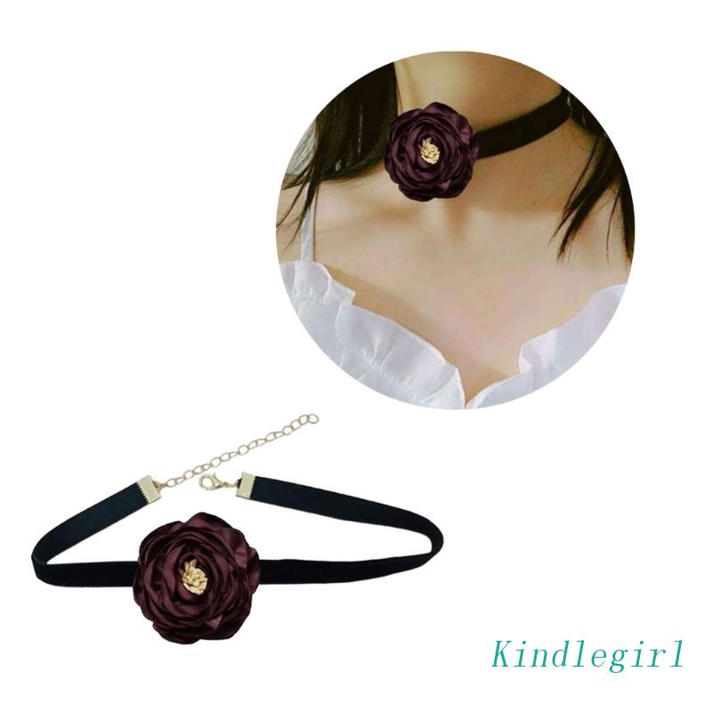 Vòng Cổ Choker Vải Mềm Họa Tiết Hoa Thời Trang Cho Nữ