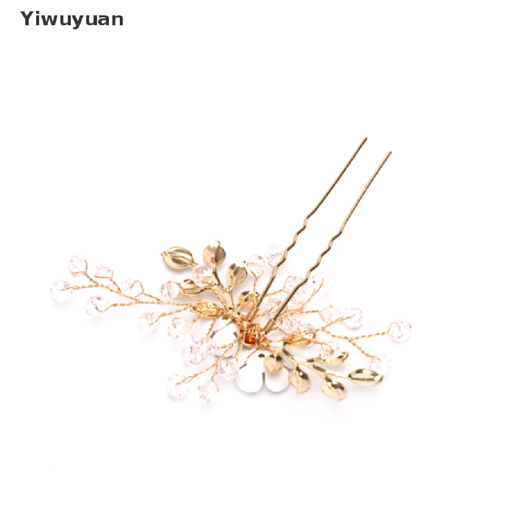 2 Trâm Cài Tóc Hình Hoa Lá Đính Đá Thủ Công Cho Cô Dâu