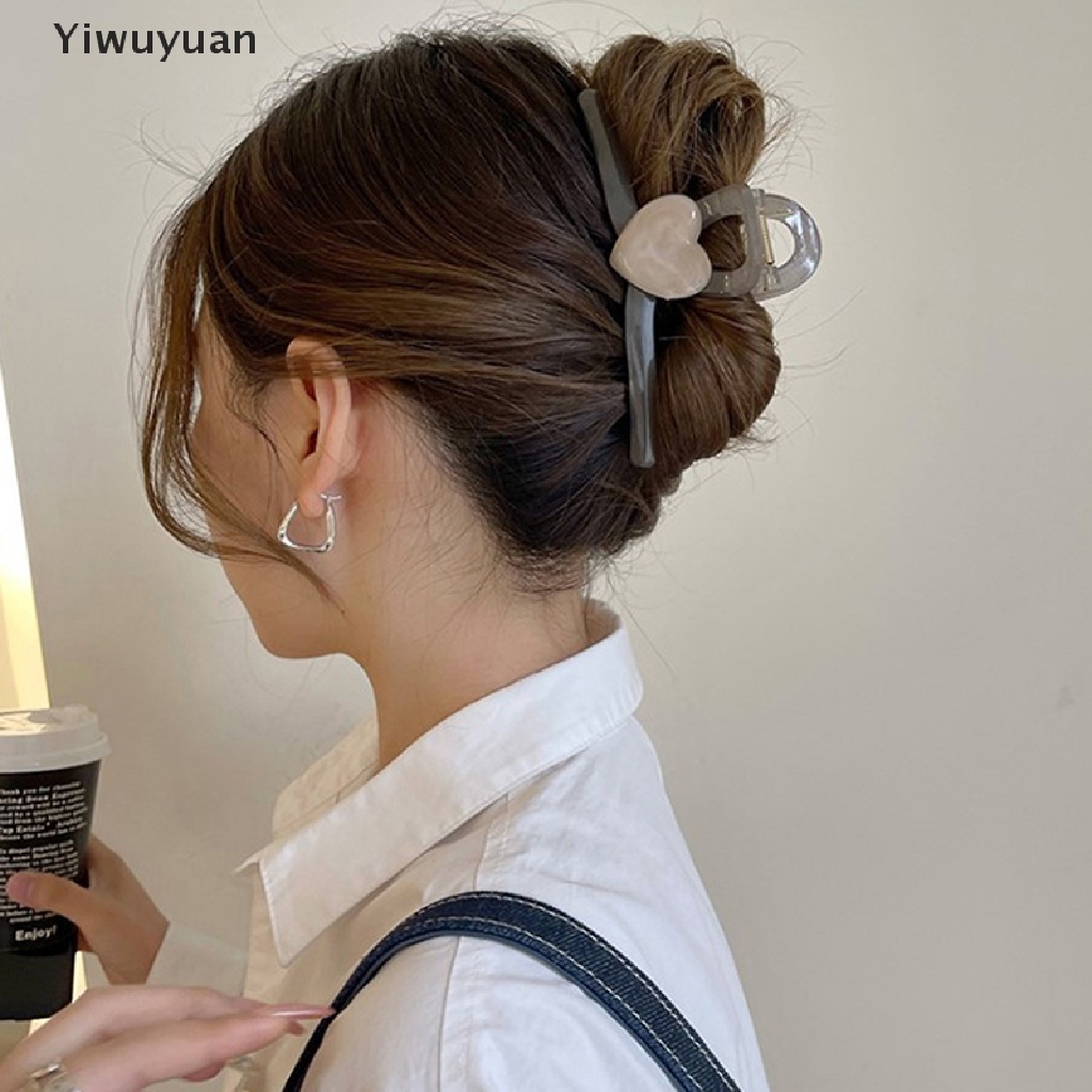 < Yiwuyuan > Kẹp Tóc Càng Cua Hình Trái Tim Cỡ Lớn Phong Cách Hàn Quốc Ngọt Ngào Cho Nữ