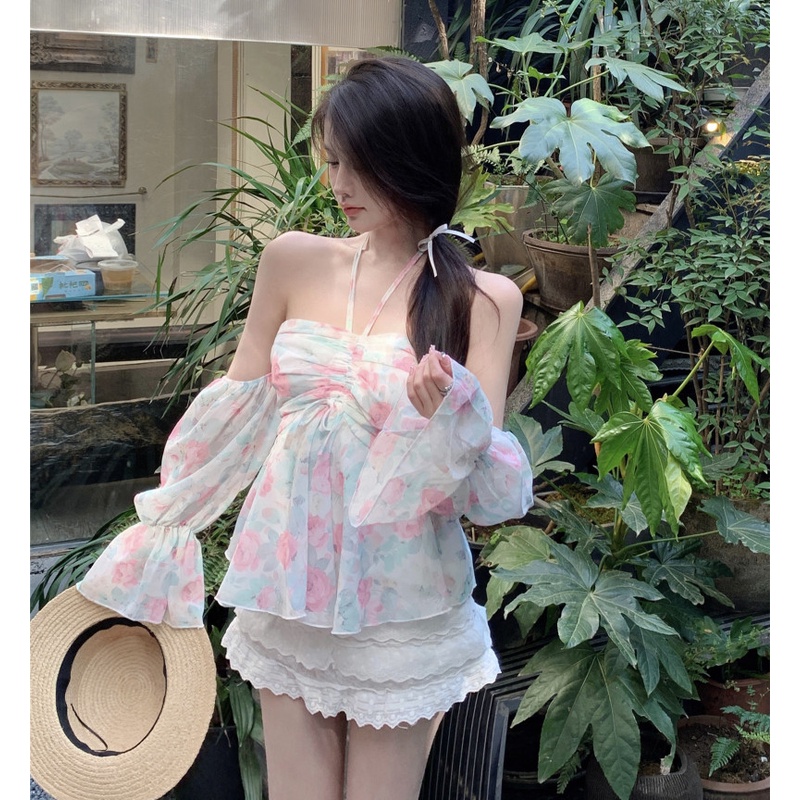 Áo Voan Hoa Trễ Vai Thời Trang Dành Cho Nữ