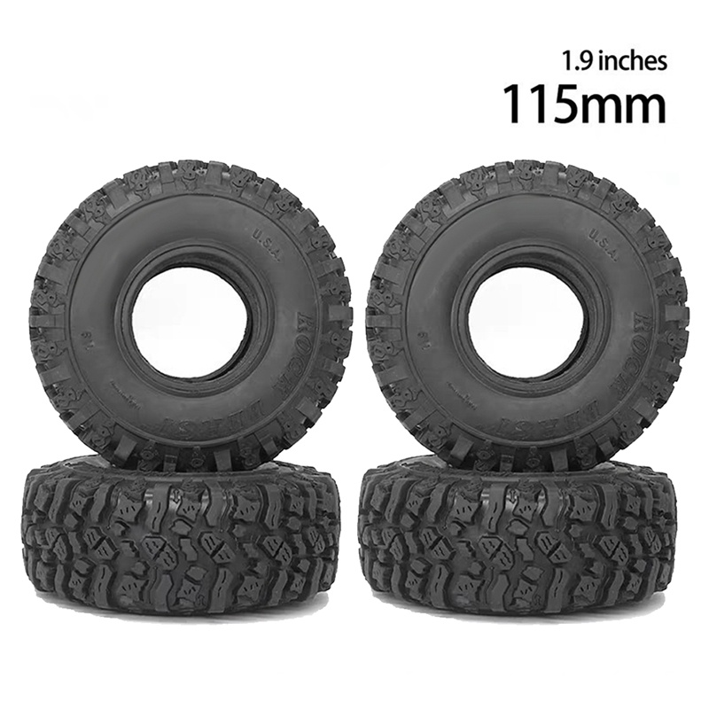 Set 4 Bánh Xe 115x46mm Chuyên Dụng Cho Xe Điều Khiển SCX10 Trx4 Tỉ Lệ 1 / 10 1.9 Inch